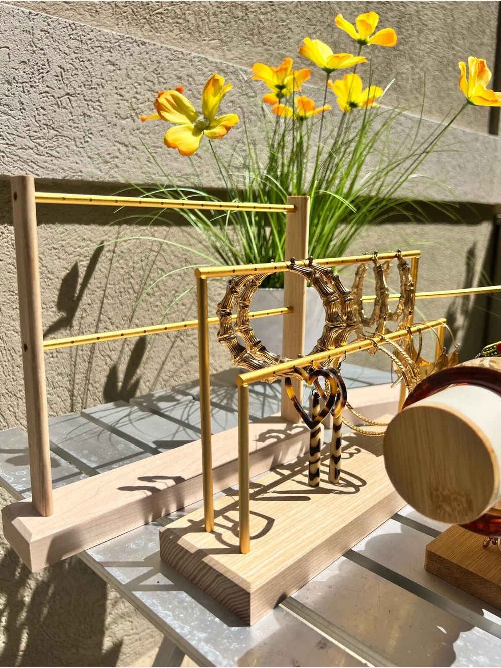 Gold and Wooden Jewelry Display Set